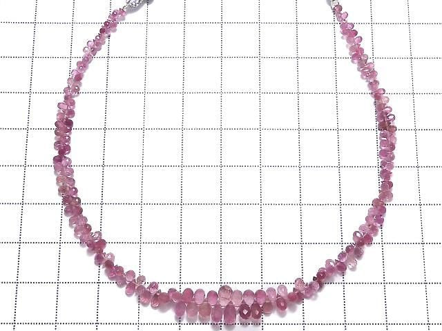 High Quality Pink Tourmaline AAA- Faceted Briolette 1strand beads (approx. 8 inches/21 cm) NO.5 [One of a kind]