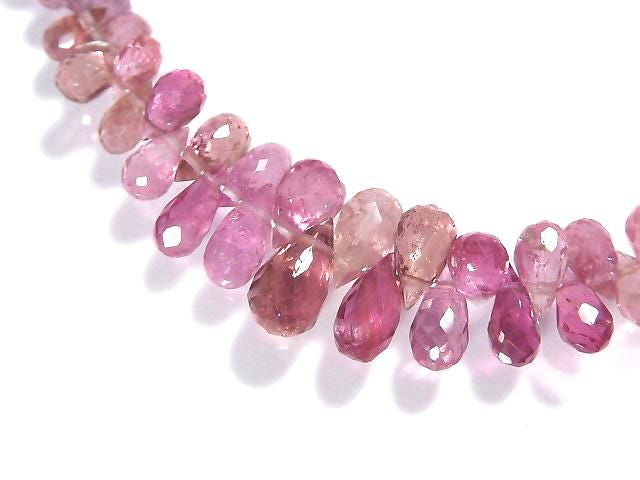 High Quality Pink Tourmaline AAA- Faceted Briolette 1strand beads (approx. 8 inches/21 cm) NO.6 [One of a kind]