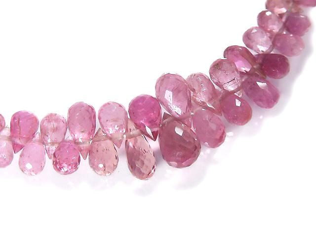 High Quality Pink Tourmaline AAA- Faceted Briolette 1strand beads (approx. 8 inches/21 cm) NO.7 [One of a kind]