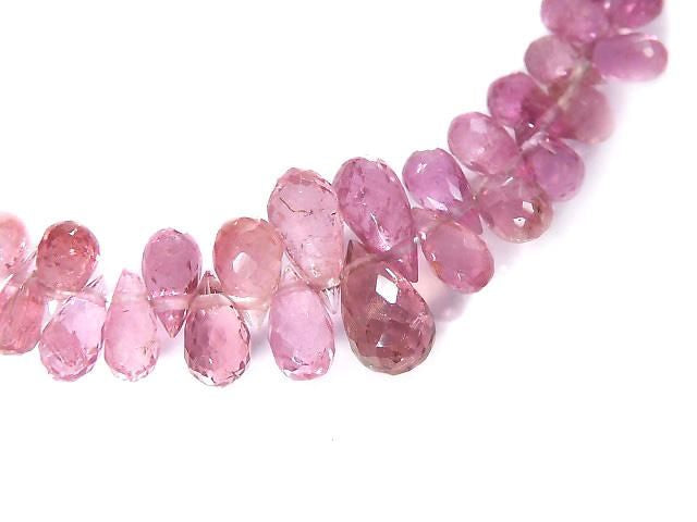 High Quality Pink Tourmaline AAA- Faceted Briolette 1strand beads (approx. 8 inch/20 cm) NO.8 [One of a kind]