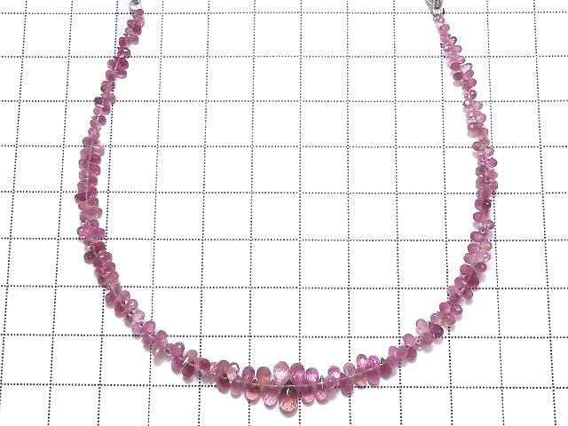 High Quality Pink Tourmaline AAA- Faceted Briolette 1strand beads (approx. 8 inch/20 cm) NO.8 [One of a kind]