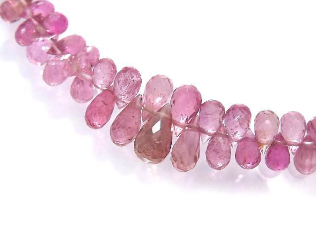 High Quality Pink Tourmaline AAA- Faceted Briolette 1strand beads (approx. 8 inch/20 cm) NO.9 [One of a kind]