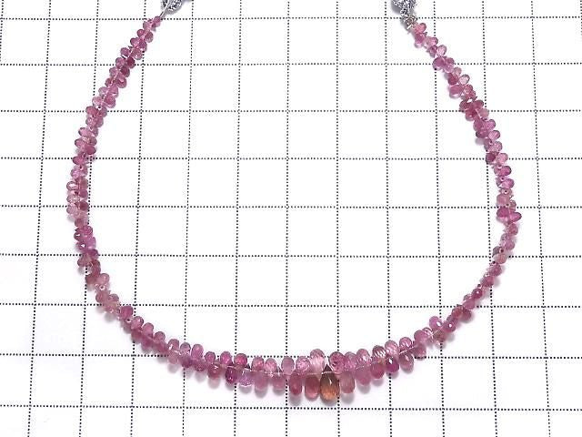High Quality Pink Tourmaline AAA- Faceted Briolette 1strand beads (approx. 8 inch/20 cm) NO.9 [One of a kind]