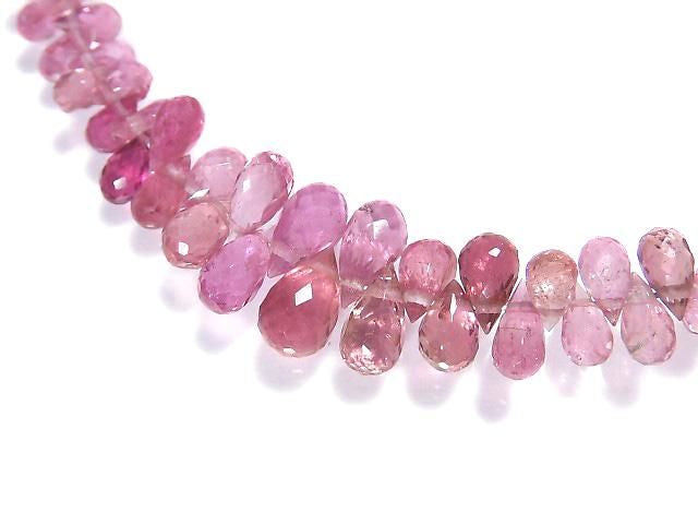 High Quality Pink Tourmaline AAA- Faceted Briolette 1strand beads (approx. 8 inches/21 cm) NO.10 [One of a kind]