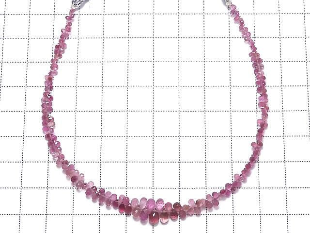 High Quality Pink Tourmaline AAA- Faceted Briolette 1strand beads (approx. 8 inches/21 cm) NO.10 [One of a kind]