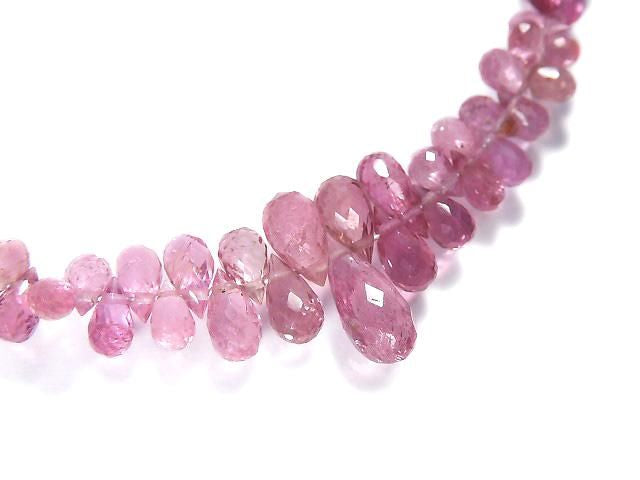 High Quality Pink Tourmaline AAA- Faceted Briolette 1strand beads (approx. 8 inches/21 cm) NO.11 [One of a kind]