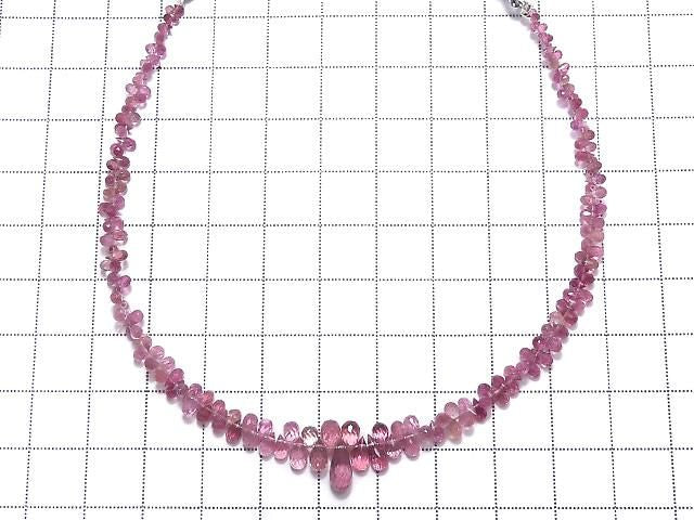 High Quality Pink Tourmaline AAA- Faceted Briolette 1strand beads (approx. 8 inches/21 cm) NO.11 [One of a kind]