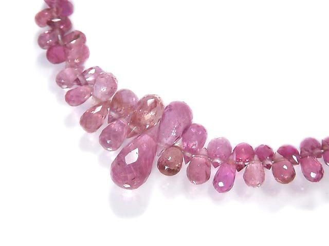 High Quality Pink Tourmaline AAA- Faceted Briolette 1strand beads (approx. 8 inches/21 cm) NO.12 [One of a kind]
