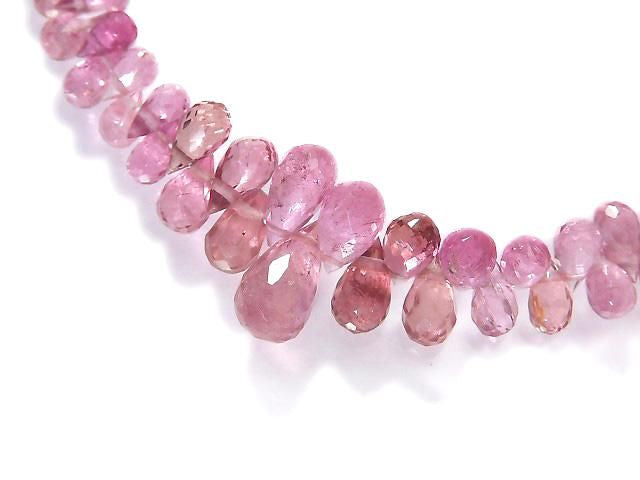 High Quality Pink Tourmaline AAA- Faceted Briolette 1strand beads (approx. 8 inches/21 cm) NO.13 [One of a kind]