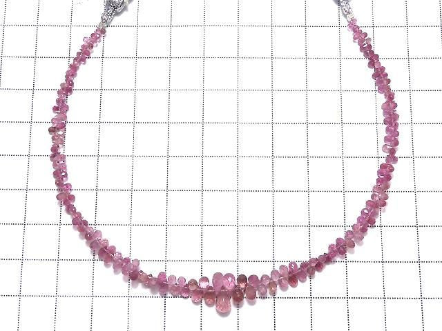 High Quality Pink Tourmaline AAA- Faceted Briolette 1strand beads (approx. 8 inches/21 cm) NO.13 [One of a kind]