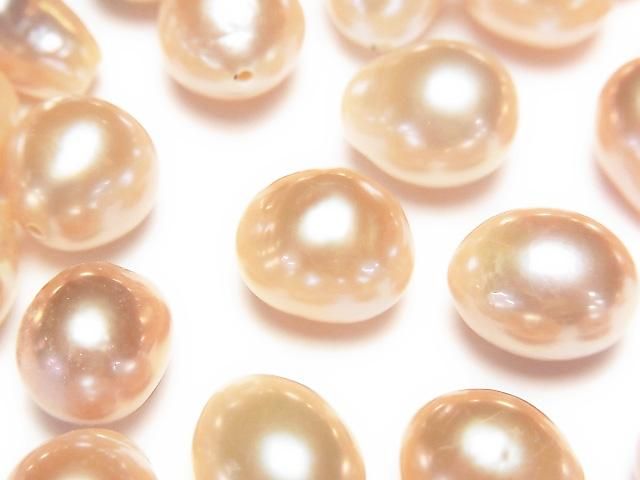 Fresh Water Pearl AA++ Potato Drop 11-15mm [Half Drilled Hole] Natural Orange Pink 5pcs