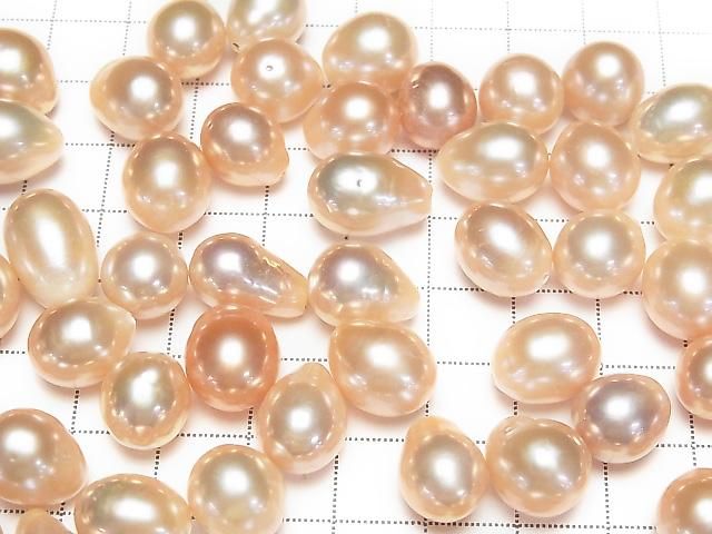 Fresh Water Pearl AA++ Potato Drop 11-15mm [Half Drilled Hole] Natural Orange Pink 5pcs