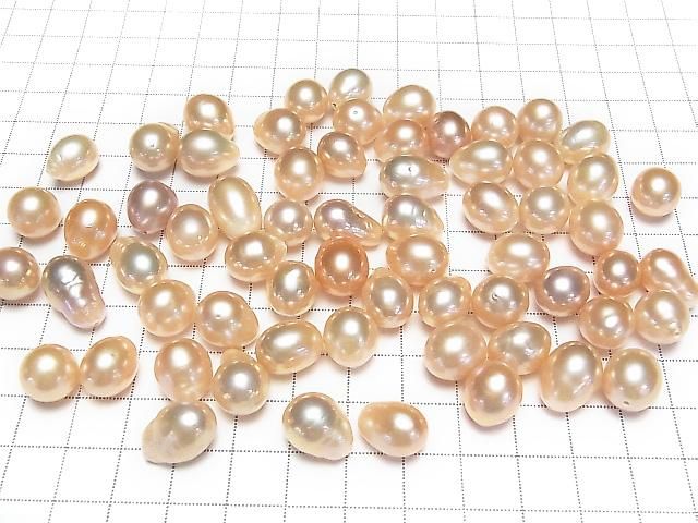 Fresh Water Pearl AA++ Potato Drop 11-15mm [Half Drilled Hole] Natural Orange Pink 5pcs