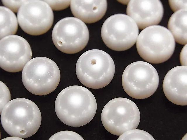 Fresh Water Pearl AAA Loose Stone Round 8-9mm [Half Drilled Hole] White 1pc