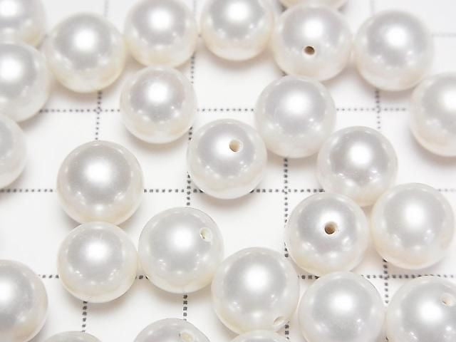 Fresh Water Pearl AAA Loose Stone Round 8-9mm [Half Drilled Hole] White 1pc