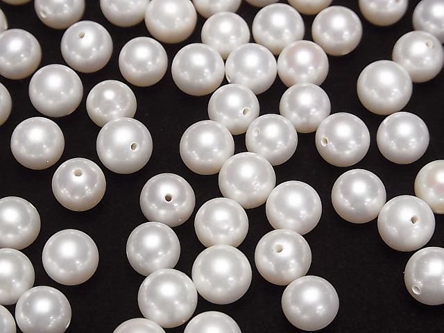 Fresh Water Pearl AAA Loose Stone Round 8-9mm [Half Drilled Hole] White 1pc