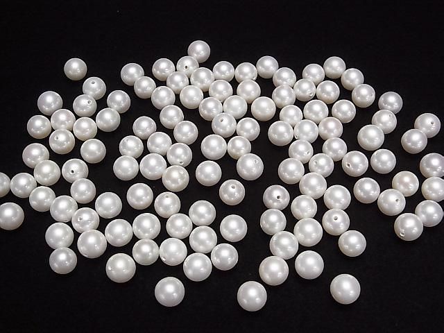 Fresh Water Pearl AAA Loose Stone Round 8-9mm [Half Drilled Hole] White 1pc