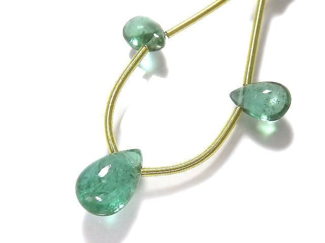 High Quality Emerald AAA Pear shape (Smooth) 1strand beads (3pcs) NO.3 [One of a kind]