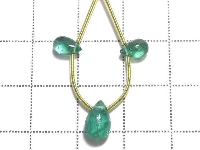 High Quality Emerald AAA Pear shape (Smooth) 1strand beads (3pcs) NO.3 [One of a kind]