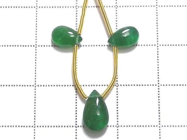 High Quality Emerald AAA Pear shape (Smooth) 1strand beads (3pcs) NO.4 [One of a kind]