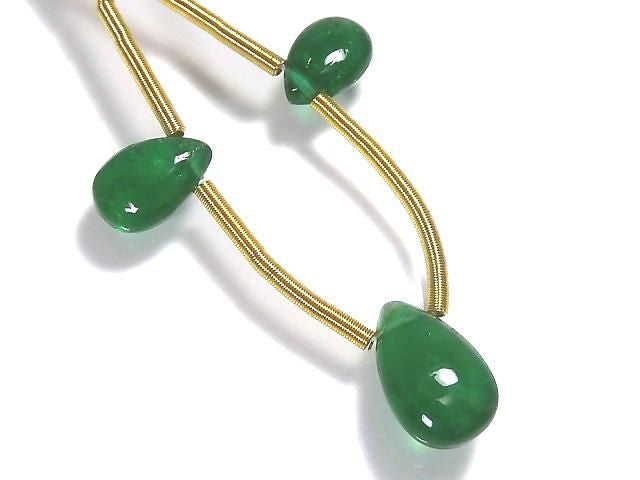High Quality Emerald AAA Pear shape (Smooth) 1strand beads (3pcs) NO.5 [One of a kind]