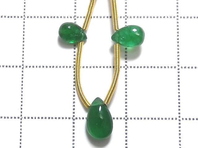 High Quality Emerald AAA Pear shape (Smooth) 1strand beads (3pcs) NO.5 [One of a kind]