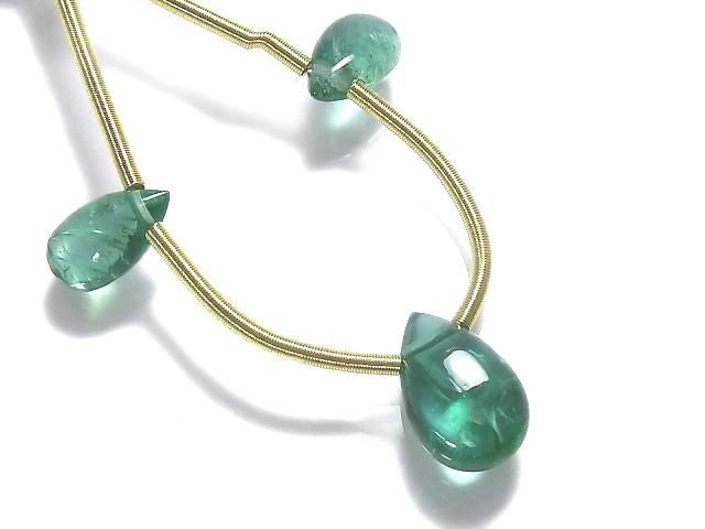 High Quality Emerald AAA Pear shape (Smooth) 1strand beads (3pcs) NO.6 [One of a kind]