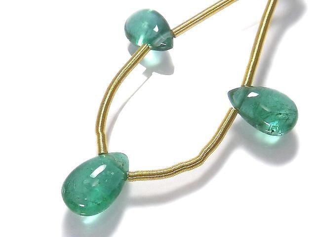 High Quality Emerald AAA Pear shape (Smooth) 1strand beads (3pcs) NO.7 [One of a kind]