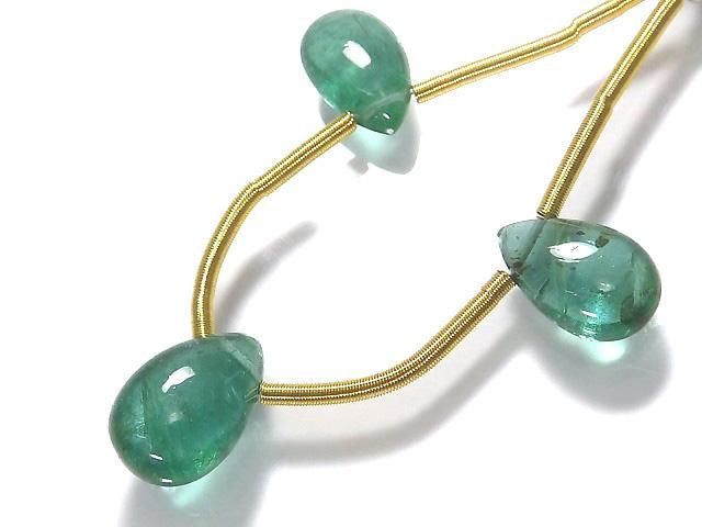 High Quality Emerald AAA Pear shape (Smooth) 1strand beads (3pcs) NO.8 [One of a kind]