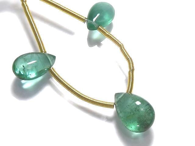 High Quality Emerald AAA Pear shape (Smooth) 1strand beads (3pcs) NO.9 [One of a kind]