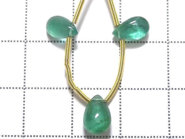 High Quality Emerald AAA Pear shape (Smooth) 1strand beads (3pcs) NO.9 [One of a kind]
