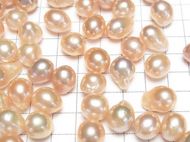 Fresh Water Pearl AAA Loose Stone Potato Drop 11-15mm Natural Color Orange Pink 2pcs