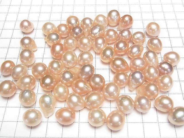 Fresh Water Pearl AAA Loose Stone Potato Drop 11-15mm Natural Color Orange Pink 2pcs