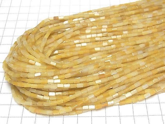 Yellow Aventurine 4-Faceted Tube 4.5 x 2.5 x 2.5 mm 1 strand of beads (approx. 15 inches/36 cm)