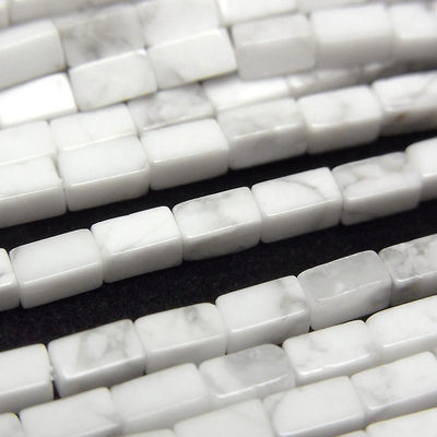 Howlite Magnésite Tube Facetté 4 pans 4.5x2.5x2.5mm perles 1 fil (env. 36cm/15inch)
