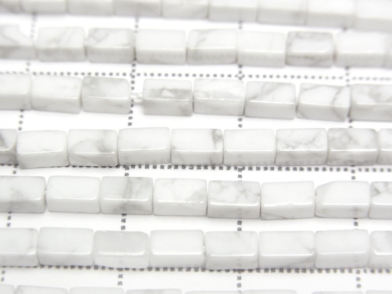 Howlite Magnesite 4Faceted Faceted Tube 4.5x2.5x2.5mm 1strand beads (aprx.15inch/36cm)