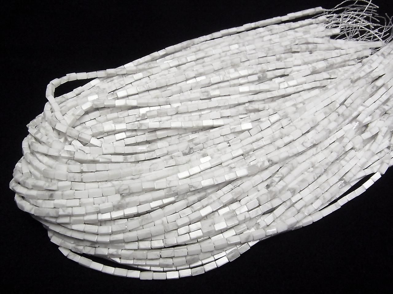 Howlite Magnesite 4Faceted Faceted Tube 4.5x2.5x2.5mm 1strand beads (aprx.15inch/36cm)