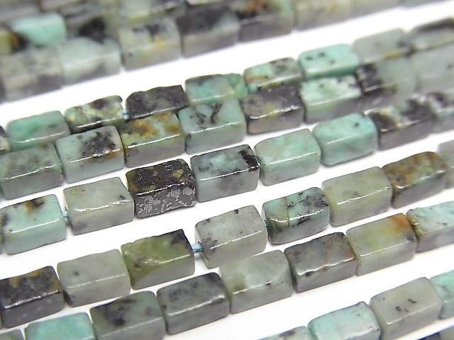 African Turquoise 4Faceted Faceted Tube 4.5x2.5x2.5mm 1strand beads (aprx.15inch/36cm)