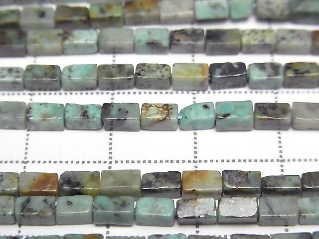 African Turquoise 4Faceted Faceted Tube 4.5x2.5x2.5mm 1strand beads (aprx.15inch/36cm)