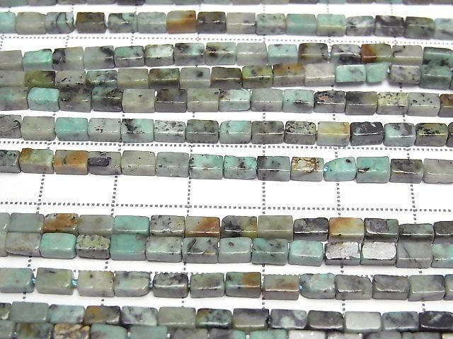 African Turquoise 4Faceted Faceted Tube 4.5x2.5x2.5mm 1strand beads (aprx.15inch/36cm)