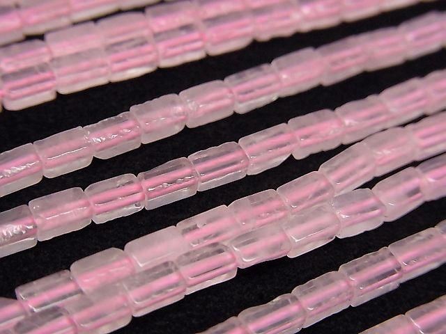 Rose Quartz AA++ 4Faceted Faceted Tube 4.5x2.5x2.5mm 1strand beads (aprx.15inch/36cm)