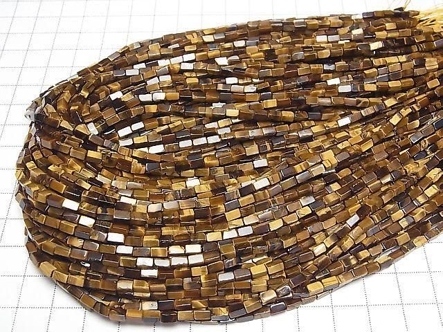 Yellow Tiger's Eye AA++ 4-Faceted Faceted Tube 4.5x2.5x2.5mm 1strand beads (approx. 15inch/36cm)