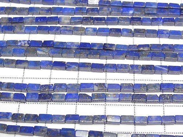 Lapislazuli AA+ 4Faceted Faceted Tube 4.5x2.5x2.5mm 1strand beads (aprx.15inch/36cm)