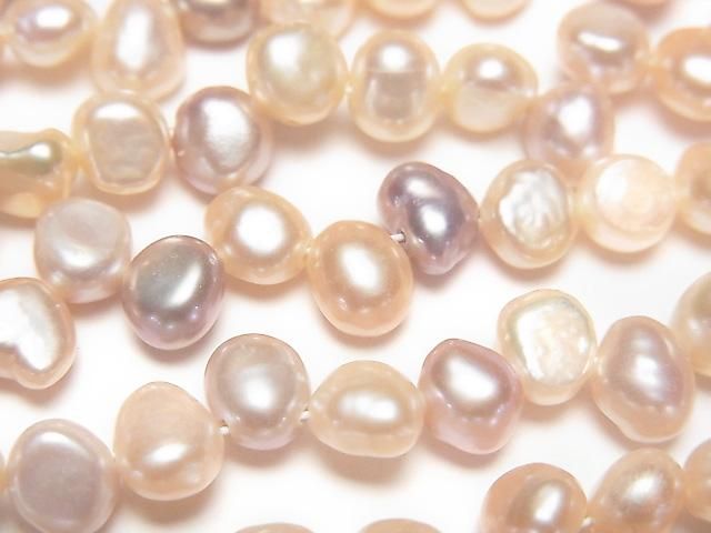 Fresh Water Pearl AA+ Baroque 6mm Natural Color Mix Top/Side Drilled Hole 1strand beads (approx. 15inch/36cm)