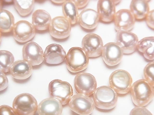 Fresh Water Pearl AA+ Baroque 6mm Natural Color Classic Pink Top Side Drilled Hole 1 Strand Bead (approx. 15 inch/36 cm)