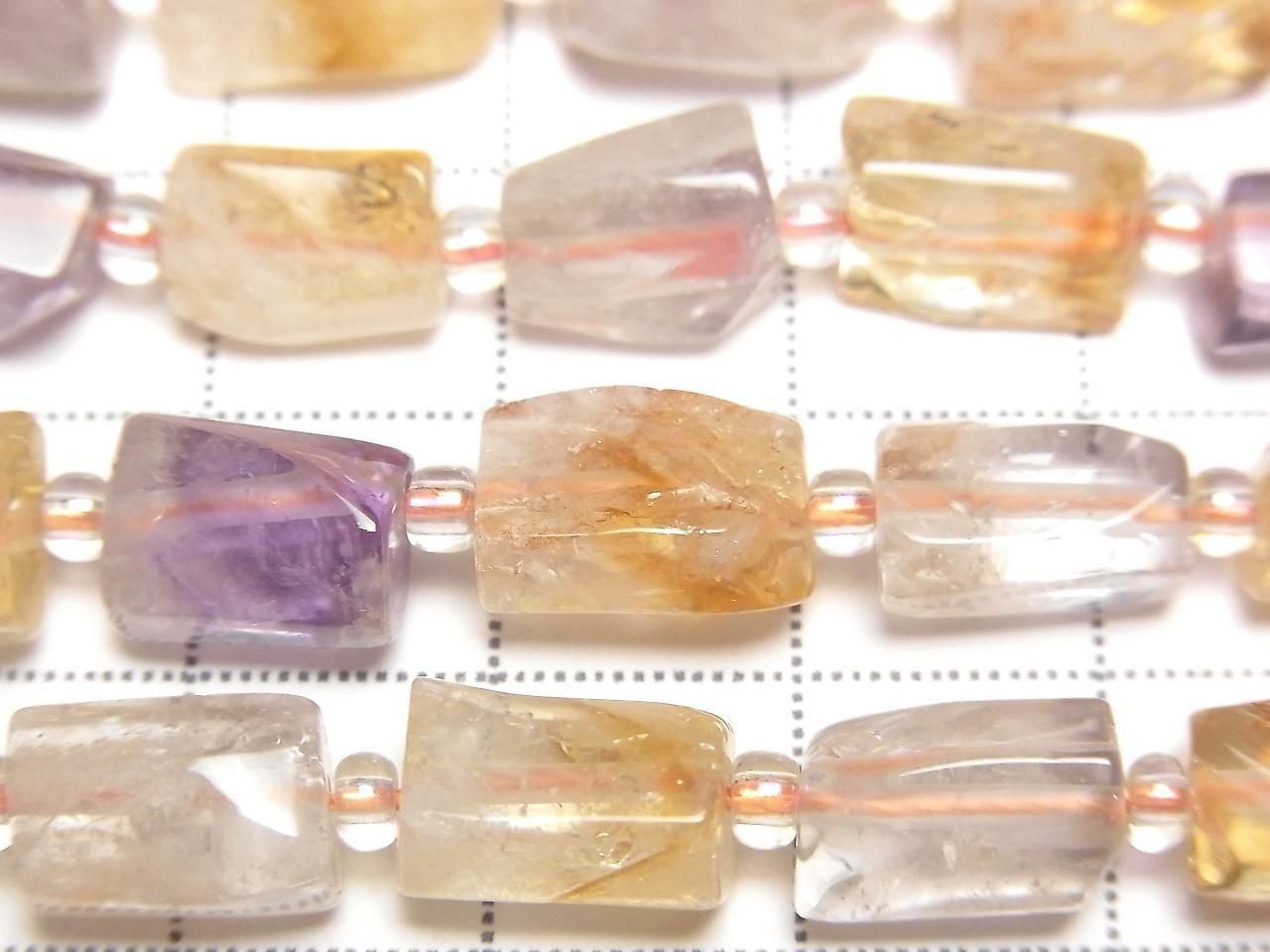 Amethyst x Citrine Rough Tube-Faceted Nugget 1strand beads (aprx.15inch/36cm)