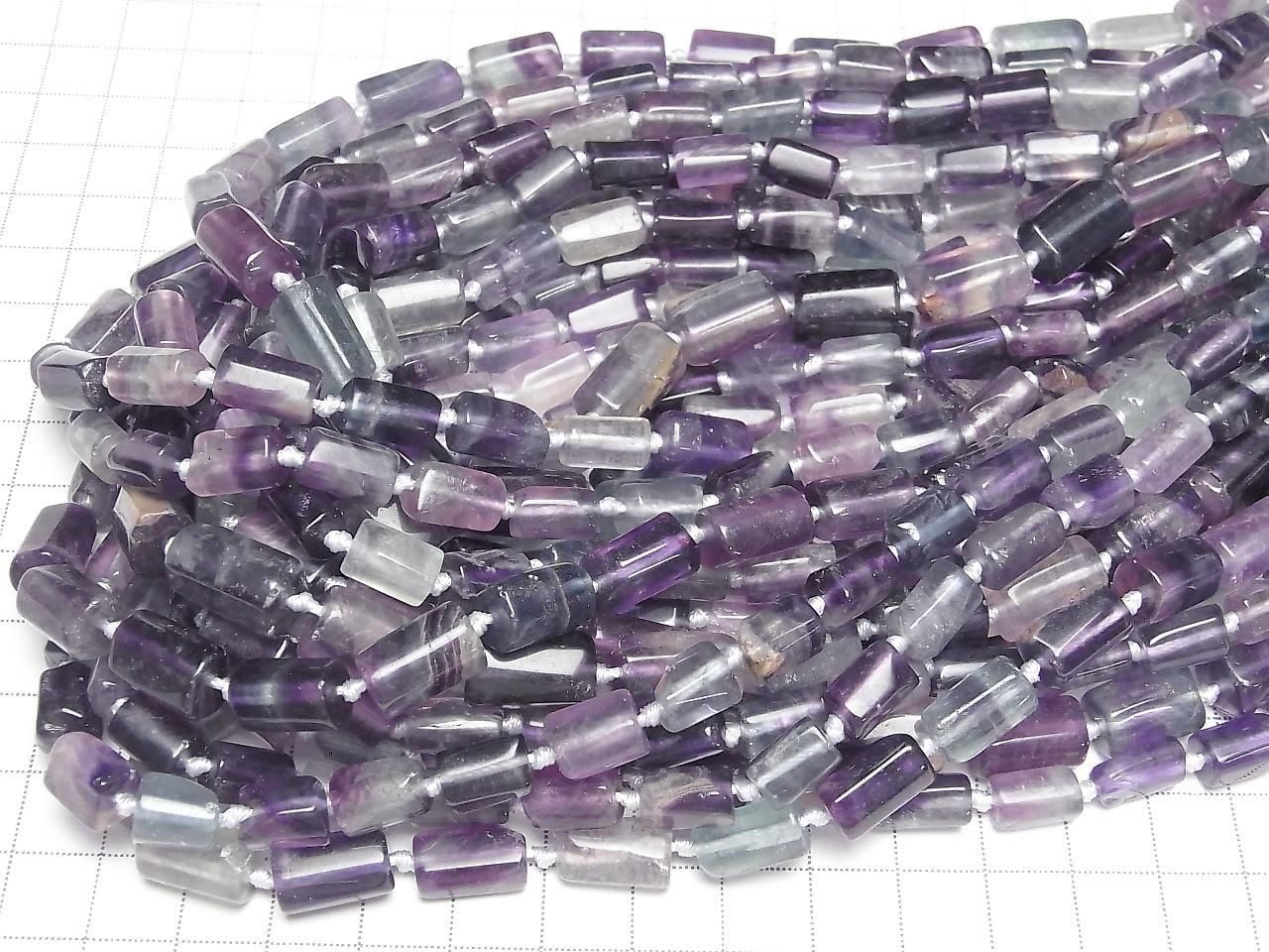 Multicolor Fluorite AA++ Rough Tube-Faceted Nugget 1strand beads (approx. 15 inches/38 cm)