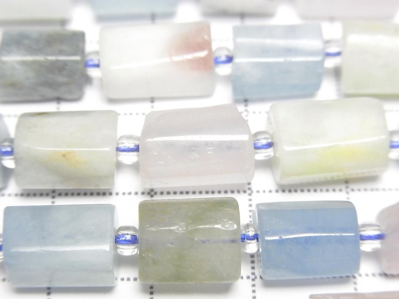 Beryl Mix Rough Tube-Faceted Nugget 1strand beads (approx. 15 inches/36 cm)