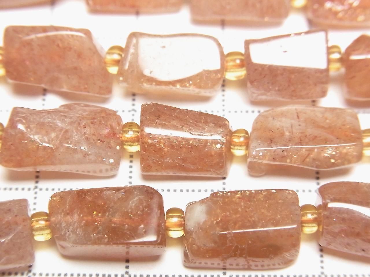 Sunstone AA Rough Tube-Faceted Nugget 1strand beads (aprx.15inch/37cm)