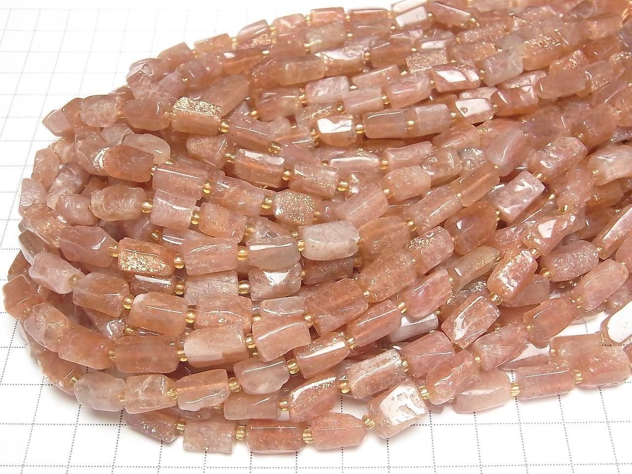 Sunstone AA Rough Tube-Faceted Nugget 1strand beads (aprx.15inch/37cm)